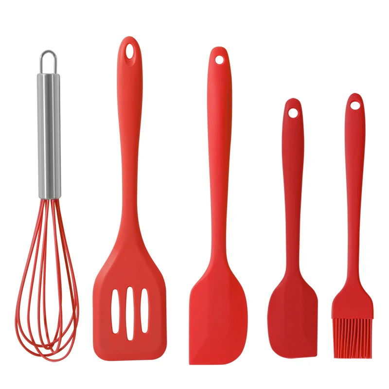 Silicone Kitchen Utensil Set 5-Piece Red