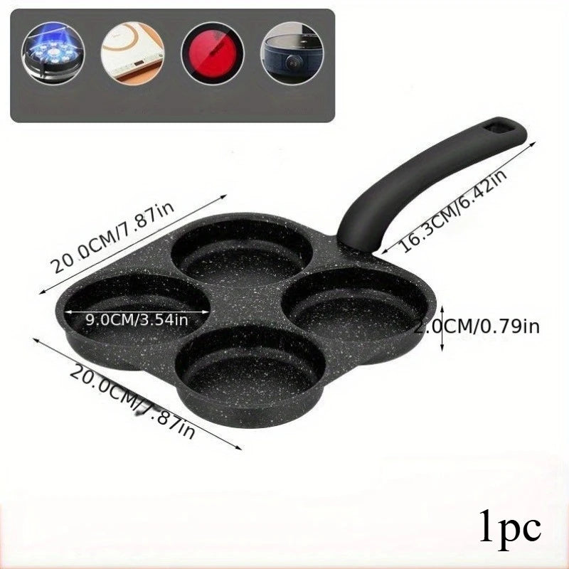 4 Cup Egg Pan – Non-Stick Pancake & Fried Egg Maker for Induction & Gas – Best for Breakfast Muffins, Mini Pancakes & Burgers
