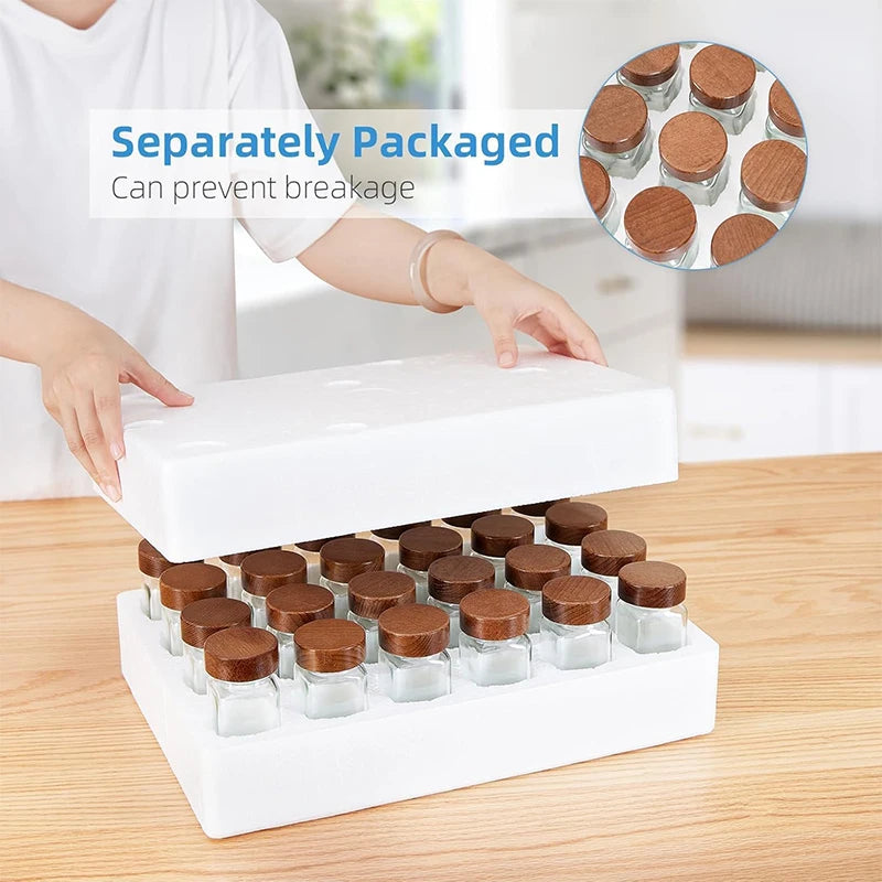 12 Piece Square Glass Spice Jar Set with Labels – 4oz Seasoning Containers – Best for Salt, Herbs, Sugar & Spices