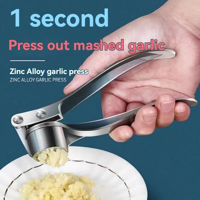 Zinc Alloy Garlic Press – Thickened Anti-Slip Manual Garlic Crusher & Mincer – Ideal for Fresh Garlic Paste in Seconds