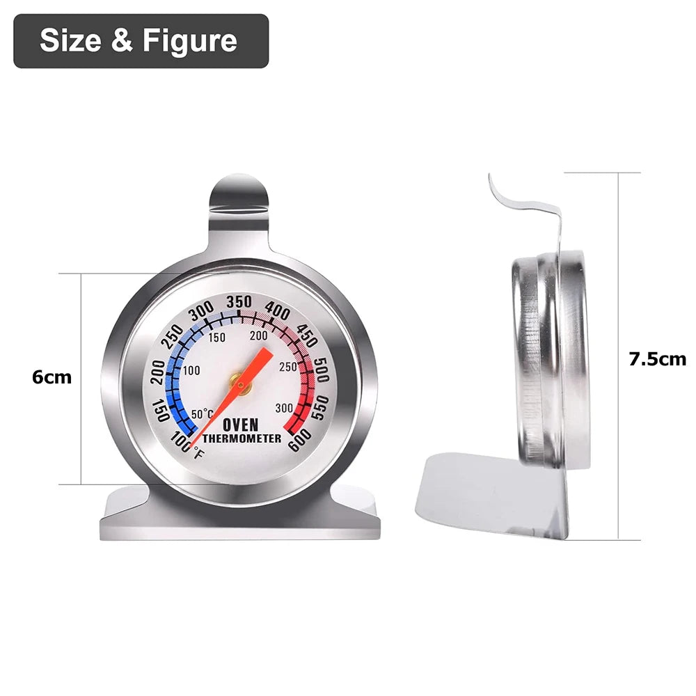 Stainless Steel Oven Thermometer 50–300°C – Large Dial Instant Read Cooking Thermometer – Ideal for Ovens, Grills & Smokers – Available in 1, 2 & 4 Pieces