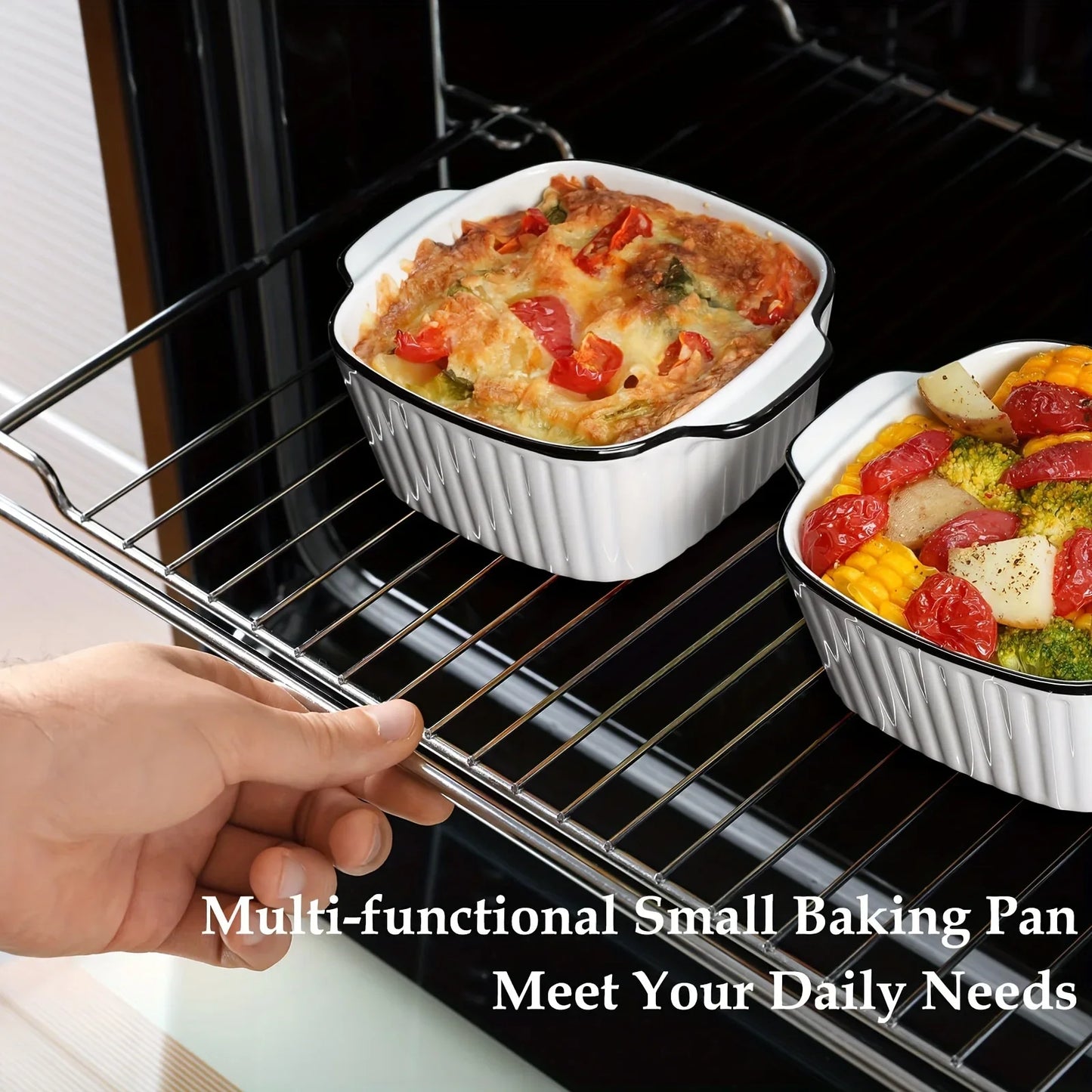 4-Piece Small Ceramic Baking Dishes with Handles – Air Fryer, Oven, Microwave & Dishwasher Safe, Great for Baking, Desserts, and Everyday Use