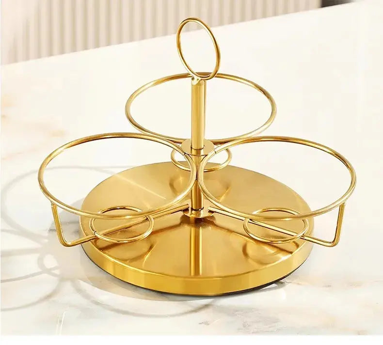 Luxury Golden 304 Stainless Steel Seasoning / Condiment Pot Set with Tempered Glass Lids, Matching Spoons & Storage Rack – Elegant Spice Containers with Food-Grade Coating – Ideal for Salt, Sugar, Spices & Condiments
