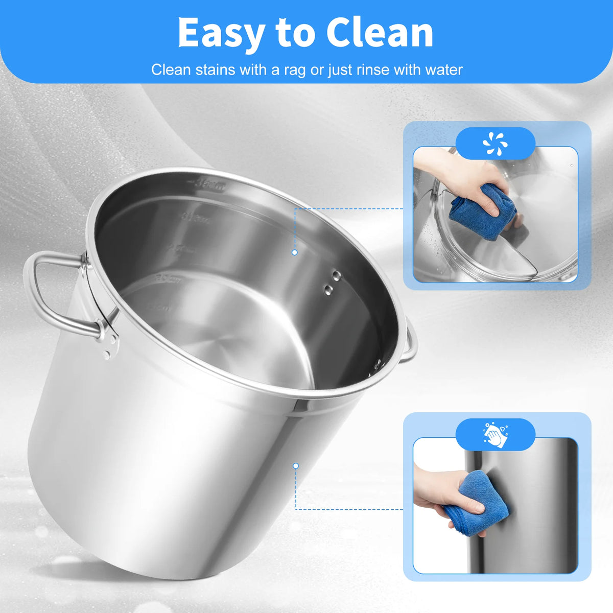 Large Stainless Steel Stock Pot with Lid & Handles – Commercial Soup Pot & Food Storage Container – Great for Soups, Stocks & Batch Cooking – Available in 35L, 50L & 70L
