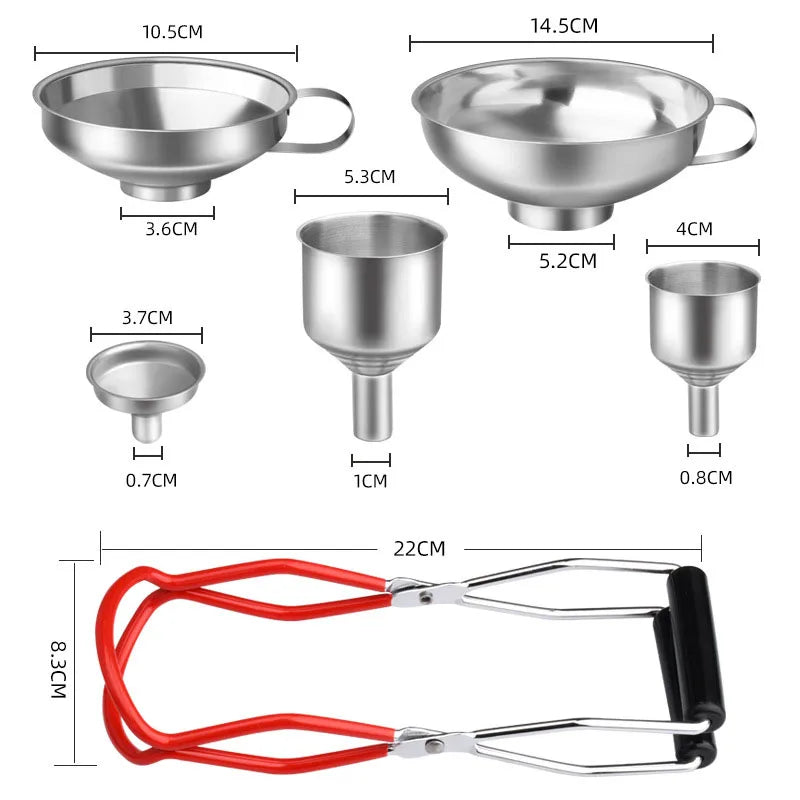 Stainless Steel Canning Essentials Kit – Wide Mouth Canning Funnels & Jar Lifter Tongs – Great for Home Canning, Jam & Preserving – Available in 4, 5 & 6 Pieces