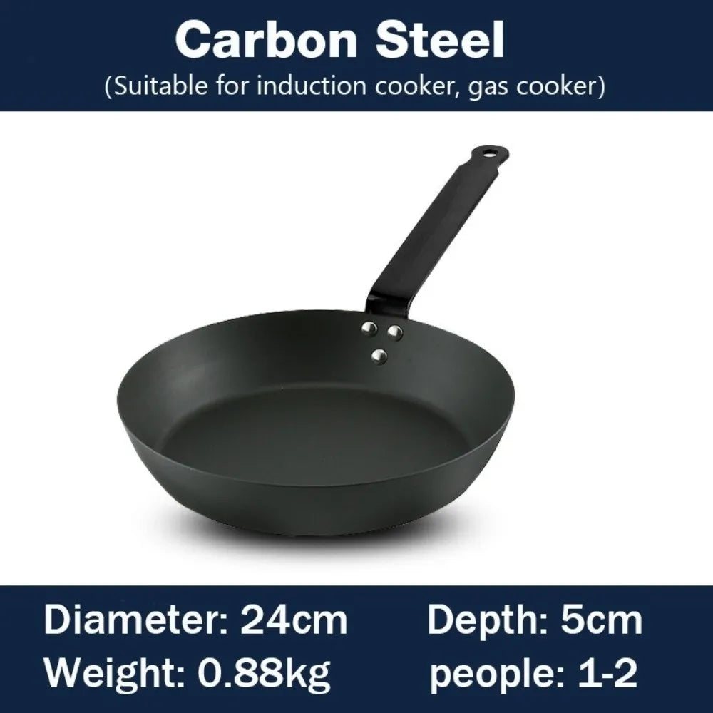 Carbon Steel Frying Pan Black 24cm