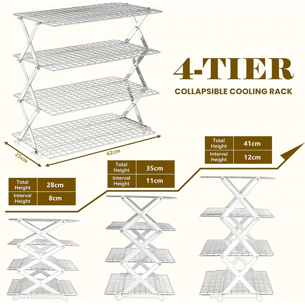 4-Tier Collapsible Stainless Steel UK Standard Shipping (7-12 business days) Prep: 1-3 days → Delivery: 7-12 days
