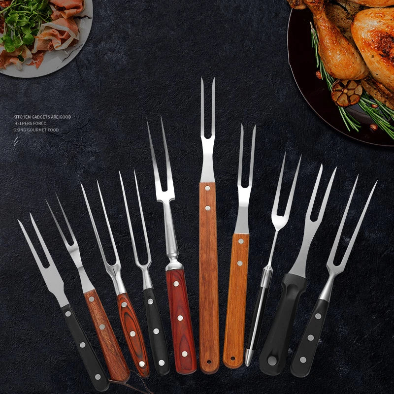 Stainless Steel Meat Carving Fork with Long Handle – Sharp Prong Grill & Serving Fork – Best for Carving Chicken, Turkey & Beef