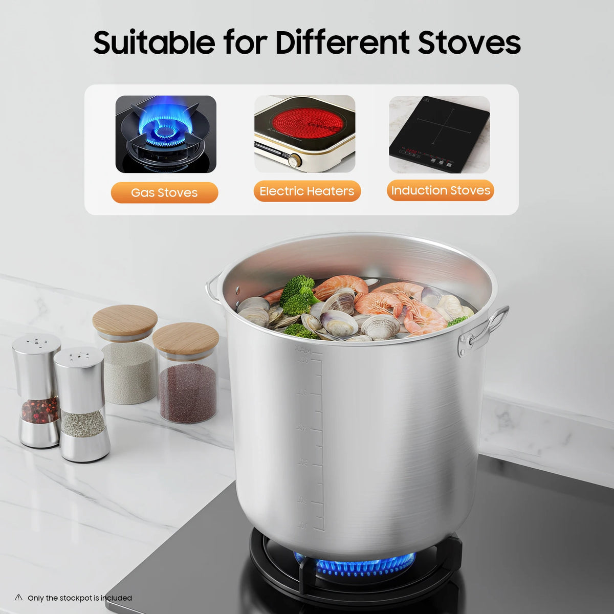 Extra Large Stainless Steel Stockpot with Lid – Commercial Soup & Cooking Pot for Catering – Ideal for Big Batches & Events – Available in 50L & 70L