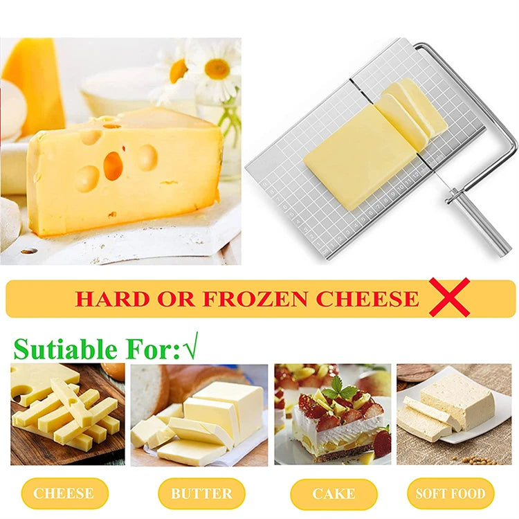 Cheese Slicer Board with Wire and 5 Replacement Wires