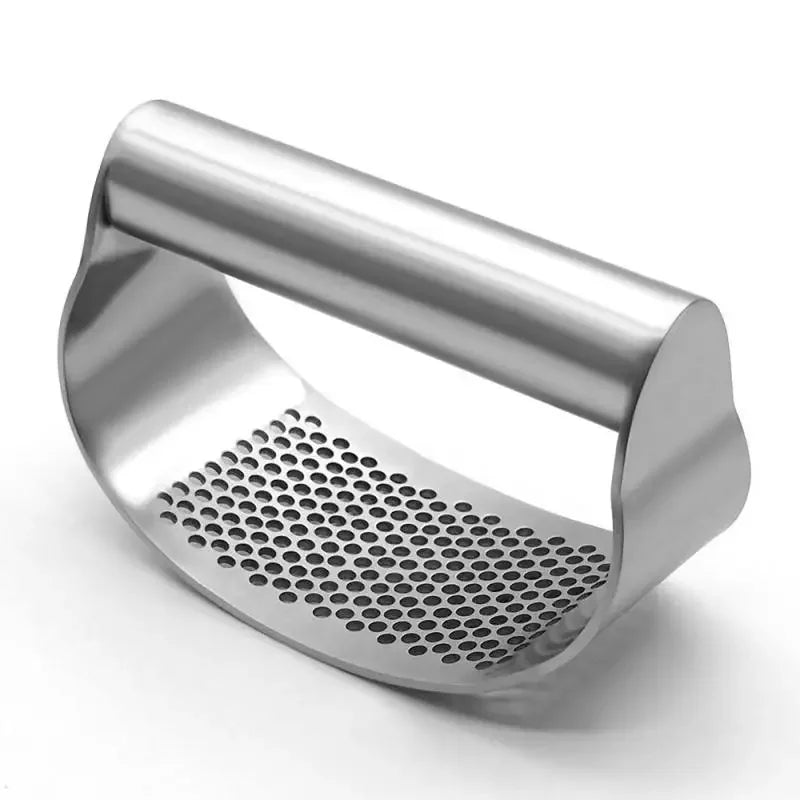 Curved Stainless Steel Garlic Press – Manual Garlic Crusher & Mincer with Ergonomic Handle – Best for Fresh Crushed Garlic & Ginger – Available in Black & Silver