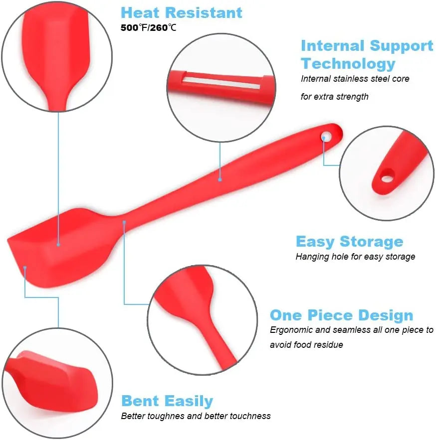 27cm Heat Resistant Silicone Spatula – Flexible Non-Stick Scraper for Baking & Cooking – Ideal for Mixing, Folding & Scraping Bowls – Available in Black, Blue, Orange, Pink, Red & Yellow Colours