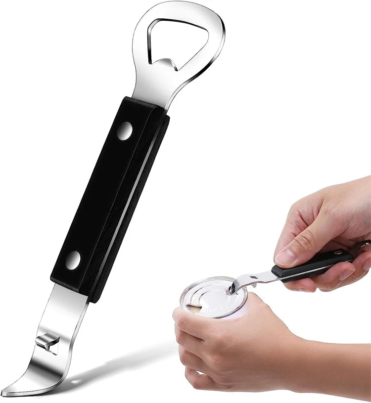 Stainless Steel Can Punch & Bottle Opener – Compact Manual Can Tapper – Great for Camping, Picnics & Everyday Use – Available in Camel & Black Colours