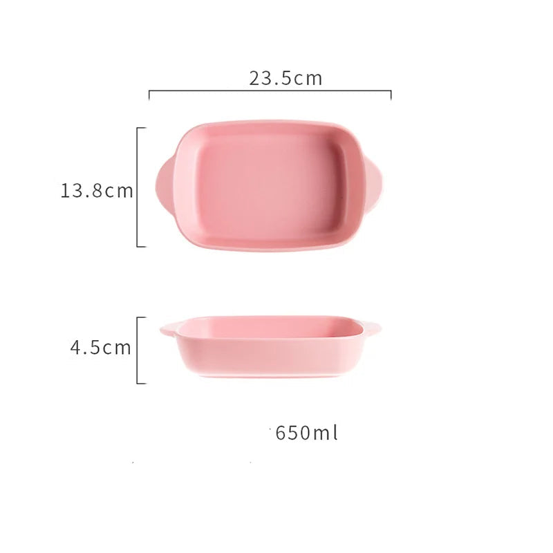 Ceramic Baking Dish — Oven-Safe Au Gratin Dish M-P-Medium — Pink