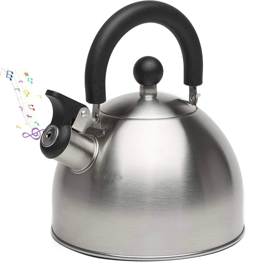 2.5L 304 Stainless Steel Whistling Tea Kettle with Heat Resistant Handle – Stove Top Teapot – Best for Boiling Water for Tea & Coffee – Suitable for Gas, Electric & Induction Hobs
