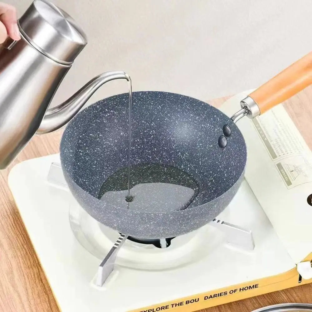 Marble-Coated Non-Stick Wok with Anti-Scalding Handle – Lightweight Stir-Fry Pan Ideal for Stir-Frying, Searing, Deep-Frying, Steaming, Boiling & Daily Cooking – Available in 20cm, 22cm & 24cm Sizes