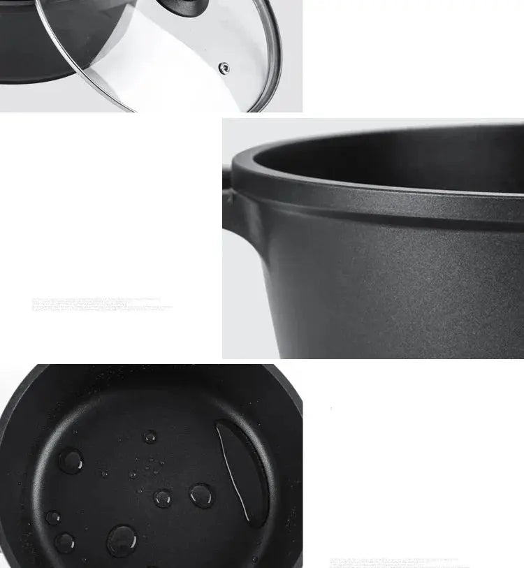 Multi-Function Aluminium Non-Stick Double-Bottom Stock Pot / Soup Pot with Glass Lid – Ideal for Preparing Soups, Stocks, Stews, Boiling, Simmering, Curries & Daily Cooking – Compatible with Induction & Gas Stoves
