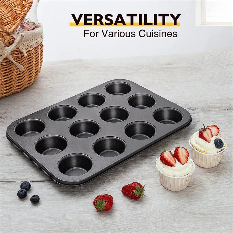 12-Cup Carbon Steel Muffin Tray