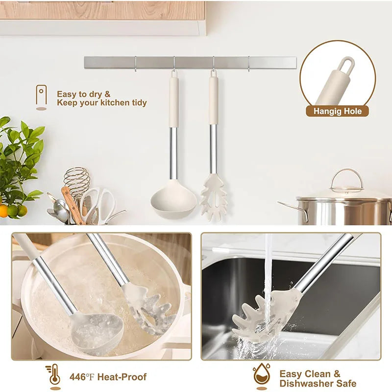 Silicone Pasta Fork & Ladle Spoon Set