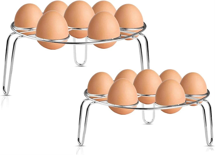 Stainless Steel Egg Steamer Rack Trivet – Pressure Cooker Steaming Holder for Eggs – Great for Boiled Eggs & Steaming Vegetables – Available in Short & Tall