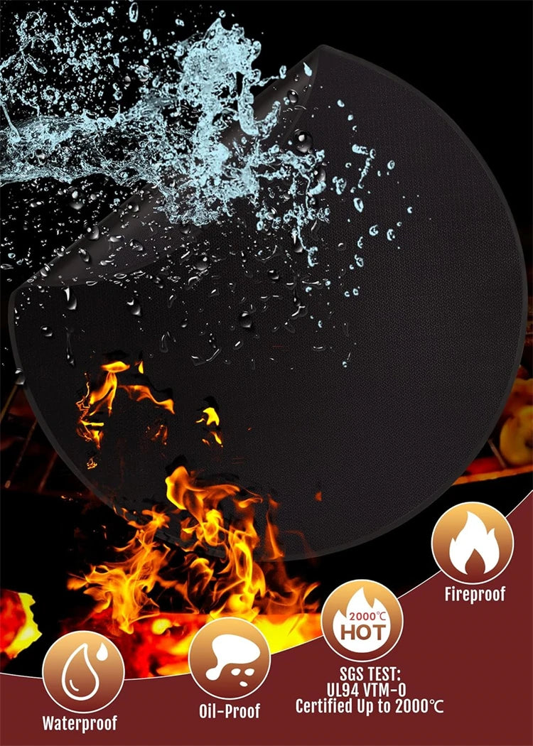 Round Fireproof Fire Pit & Under Grill Mat – Oil-Proof, Waterproof BBQ Pad – Great for Protecting Decks, Patios & Lawns