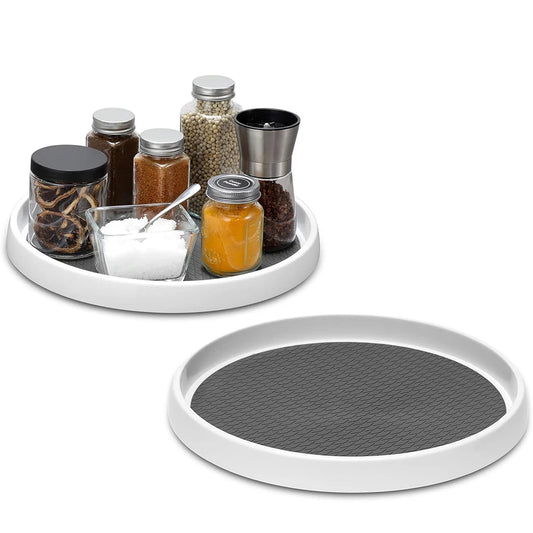 Non-Skid Lazy Susan Turntable Organiser – Rotating Spice Rack Tray for Cabinets & Pantry – Great for Spices, Jars & Condiments – Available in 25cm & 30cm