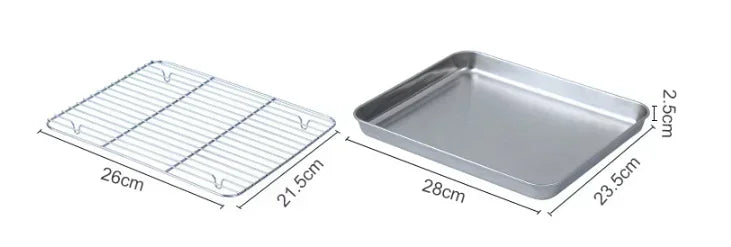 Stainless Steel Baking Tray with Wire Rack 28x23.5cm-L