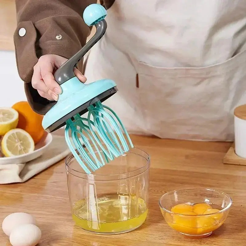 Semi-Automatic Silicone Egg Beater – Hand-Crank Whisk & Cream Mixer with Anti-Slip Base – Ideal for Eggs, Cream & Cake Batter – Available in Blue & Green Colours