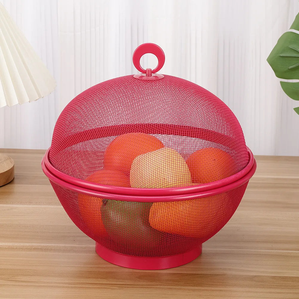 Modern Stainless Steel Mesh Fruit Basket with Bowl Base & Collapsible Cover – Breathable Design for Fly & Insect Protection – Ideal for Kitchen Use, Tables, Picnics & BBQs – Portable, Easy to Clean & Perfect for Storing Fruits and Vegetables