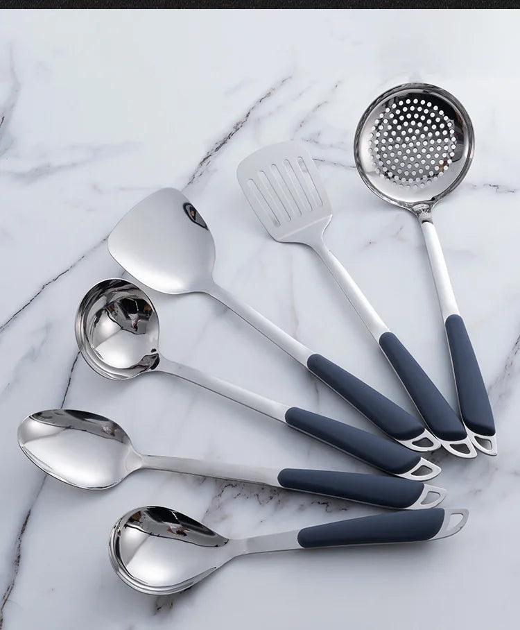 6-Piece Stainless Steel Kitchen Utensil Set with Ergonomic Handles