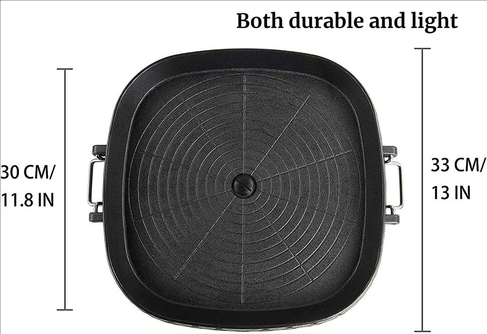 BBQ Grill Pan with a Maifan Stone coated surface Portable Nonstick Griddle for Indoor Outdoor