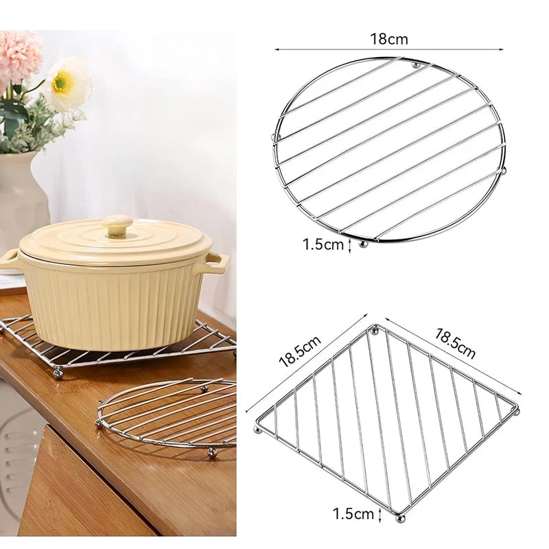 Stainless Steel Trivet Hot Pad – Heat Resistant Insulated Table Mat for Pots, Pans & Dishes – Ideal for Dining Tables & Worktops – Available in Round & Square