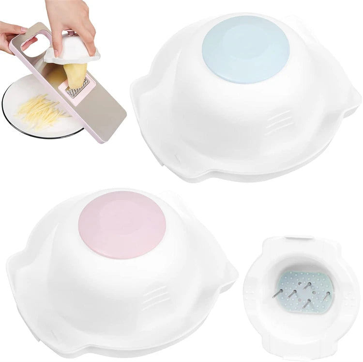 Stainless Steel Finger Guard Food Holder – Anti-Cut Hand Protector for Mandoline Slicers – Best for Slicing Potatoes, Onions & Carrots Safely – Available in Pink & Blue Colours