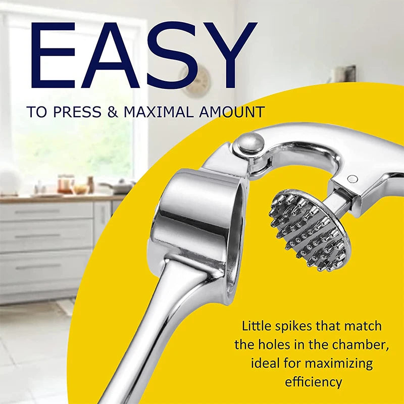 Zinc Alloy & Stainless Steel Garlic Press – Easy Squeeze Garlic Mincer & Crusher – Ideal for Fresh Garlic in Everyday Cooking – Available in Silver, Black & Gold Colours