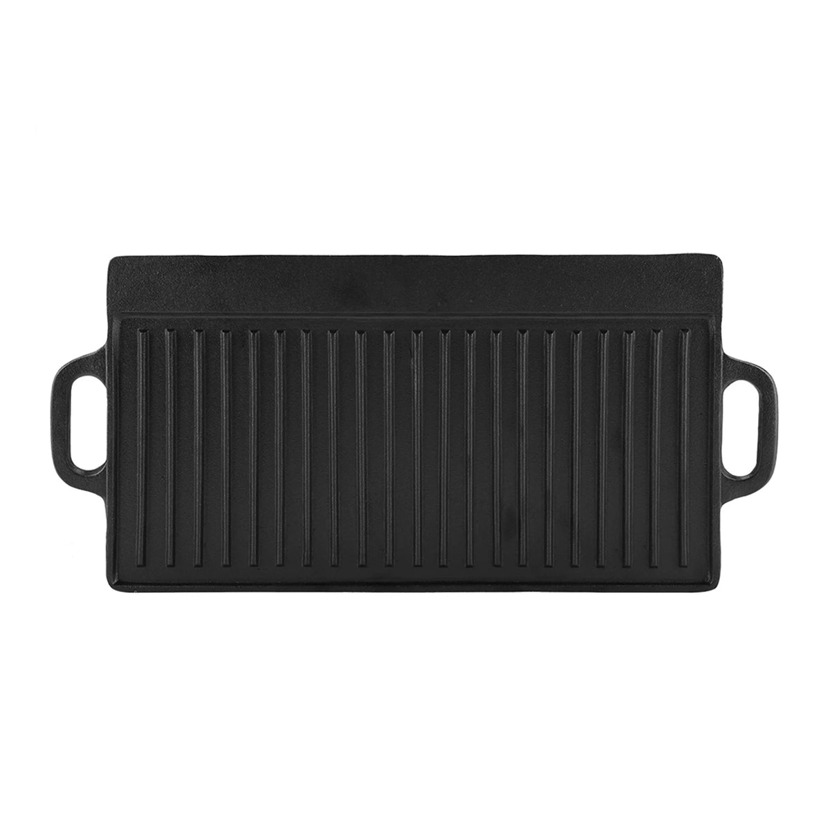Cast Iron Reversible Griddle Pan – Ridged & Flat Double-Sided Grill Tray for Oven, Hob & Campfire – Best for Big Breakfasts & Family Grills (50.5 x 23.5cm)