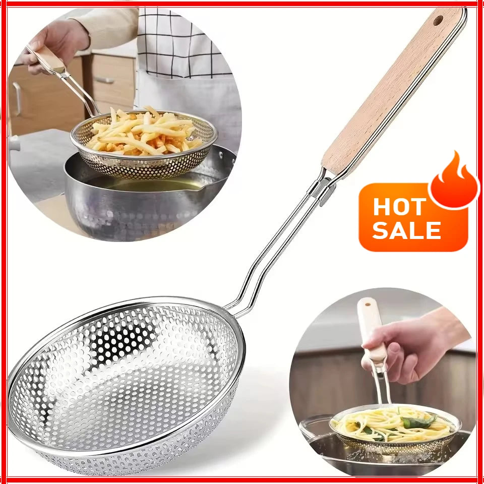 Stainless Steel Fine Mesh Noodle Skimmer – Spaghetti & Pasta Strainer Spoon – Ideal for Draining Pasta, Noodles & Vegetables