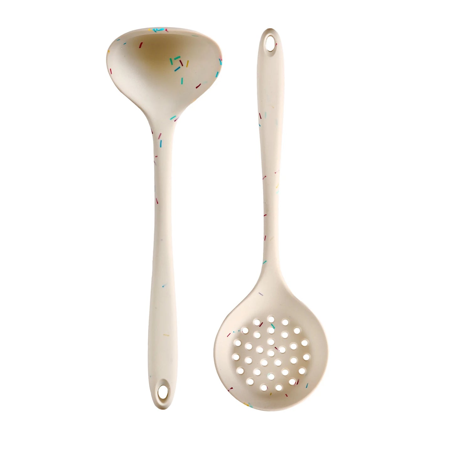 7-Piece Silicone Cooking Utensil Set – Food-Grade Silicone, Long Handle Soup Ladle, Skimmer, Stir Fry Spatula, Slotted Spatula, Spaghetti Server, Rice Spoon, Spoon Spatula, High Temperature Resistant, Great for Cooking and Baking
