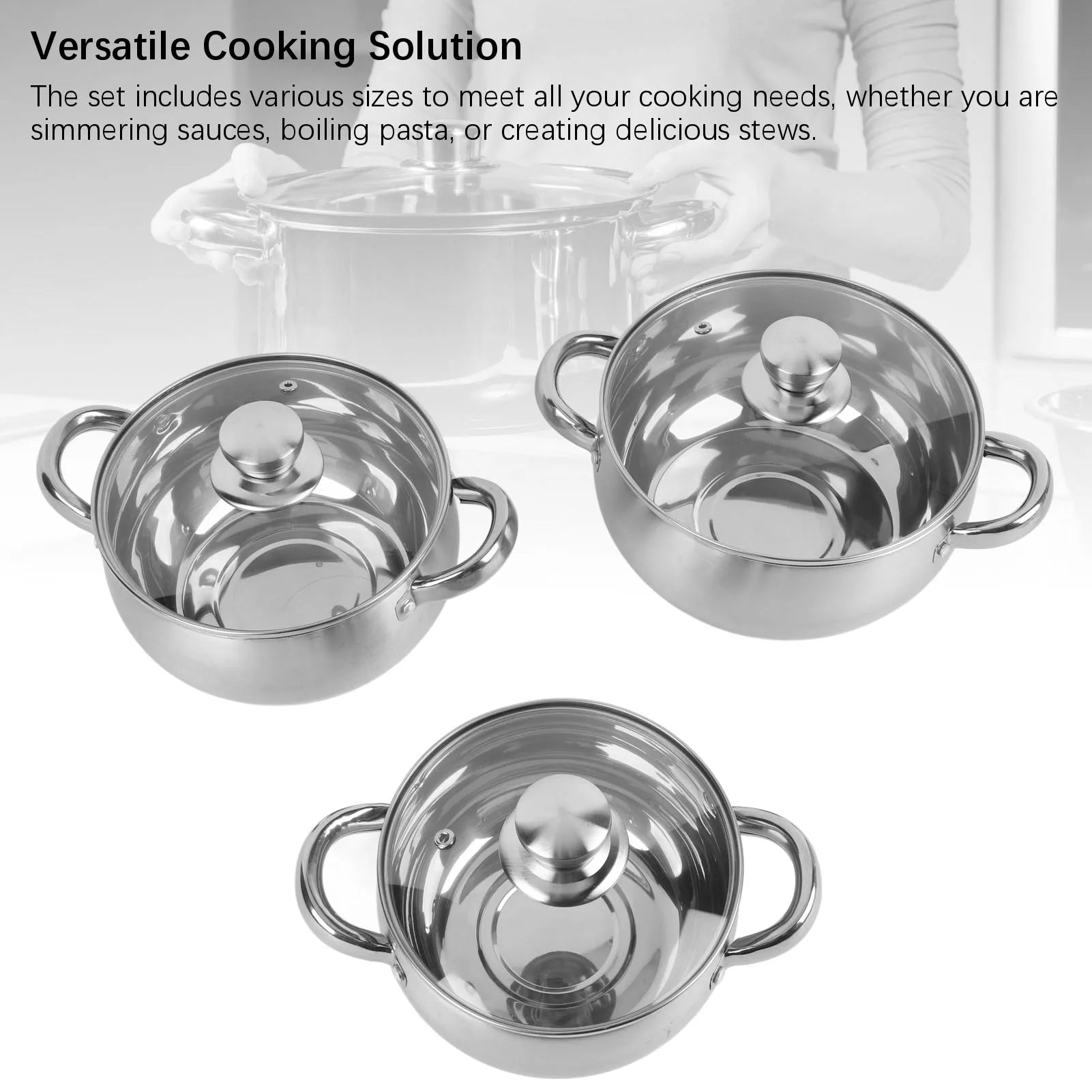 Stainless Steel Soup Pot Set — 3 Piece
