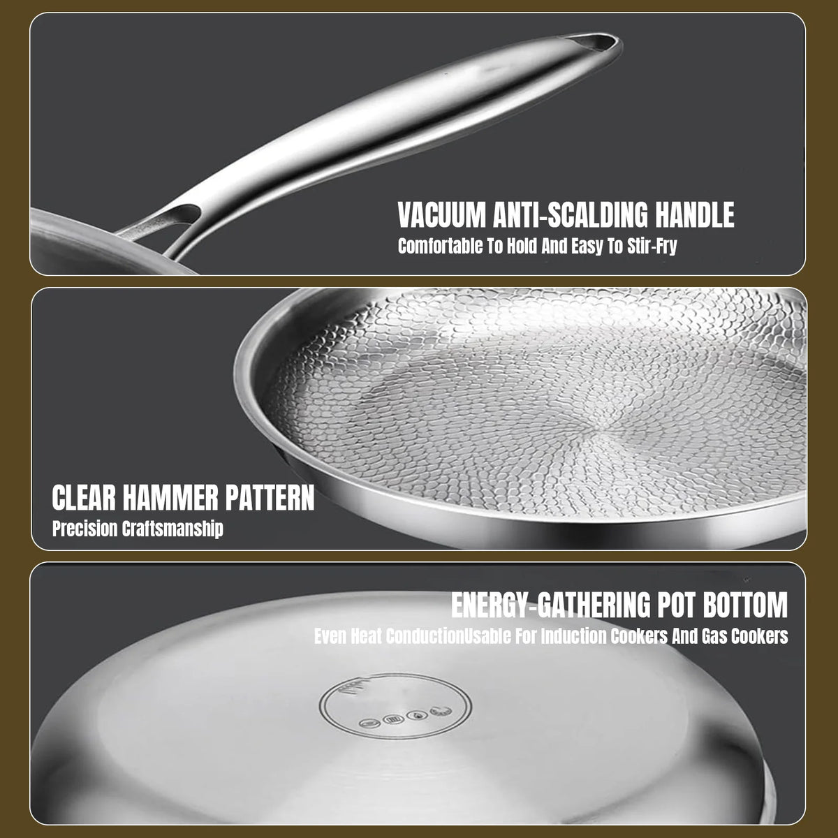 Hammered Titanium Frying Pan with Glass Lid – Scratch-Proof 3-Layer Non-Stick Skillet – Perfect for Quick, Even Cooking on All Hobs – Available in 26cm, 28cm & 30cm