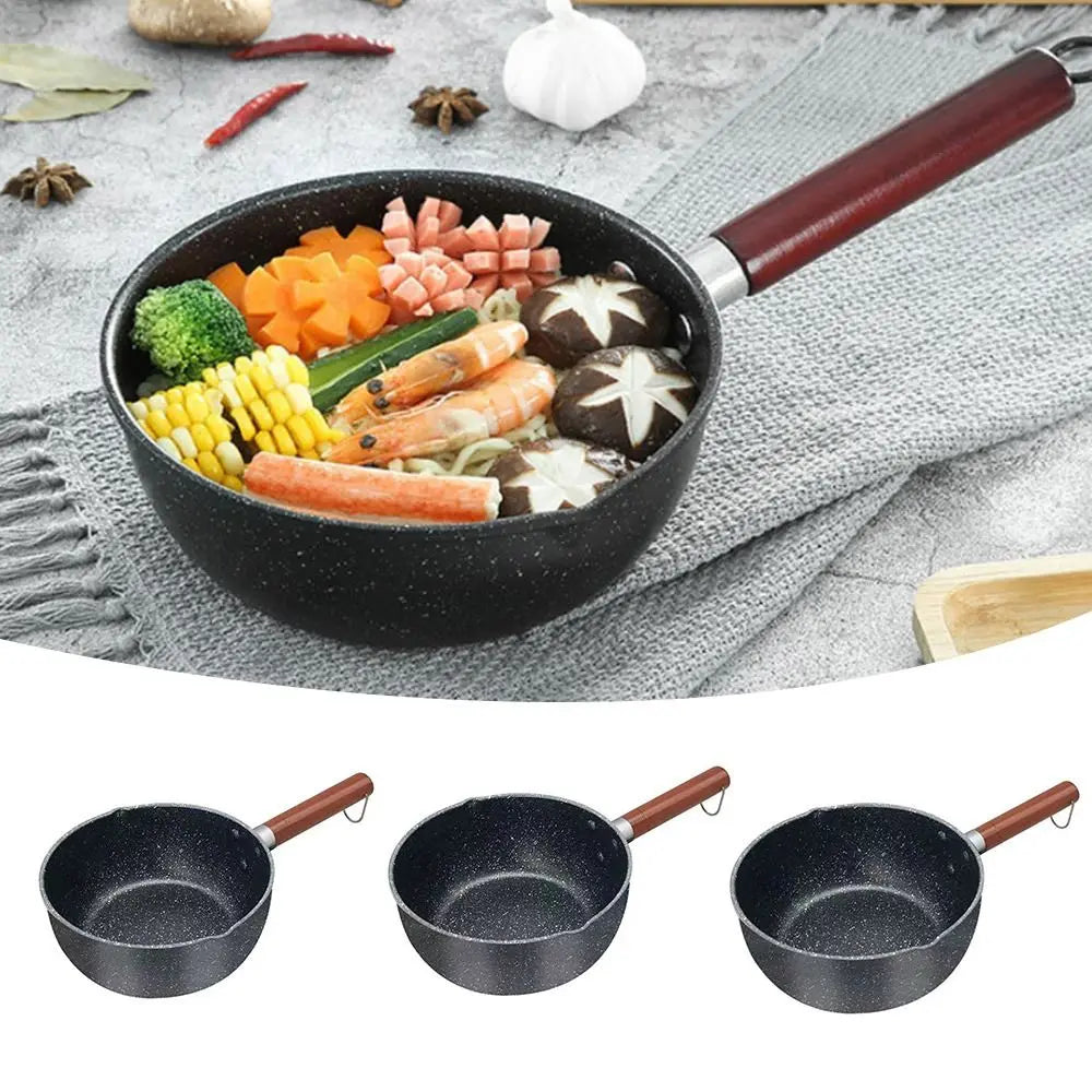Non-Stick Soup Pot with Wooden Handle – Stone-Coated Milk Pan & Noodle Pot – Best for Soups, Noodles & Milk – Available in 16cm, 18cm, 20cm & 22cm