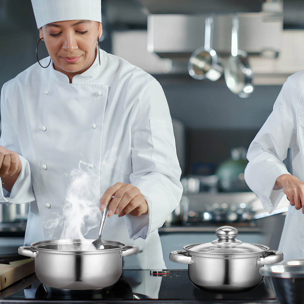 5 Piece Stainless Steel Saucepan & Stock Pot Set with Glass Lids – Induction Pots & Pans – Perfect for Soups, Sauces & Home Cooking