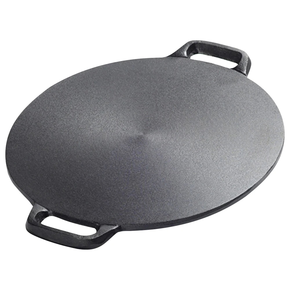 Round Cast Iron Griddle Pan with Handles – Non-Stick BBQ Grill Pan & Baking Tray – Perfect for Steaks, Fish & Garden Parties – Available in 26cm, 28cm, 30cm, 32cm & 34cm