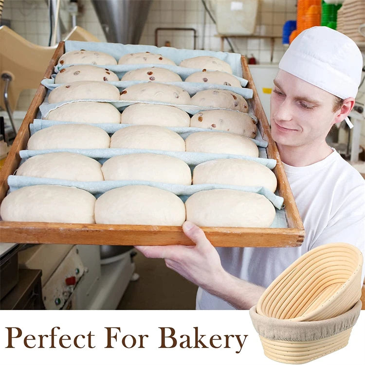 Rattan Bread Proofing Basket with Linen Liner – Round & Oval Banneton for Sourdough – Perfect for Proving Dough & Homemade Bread