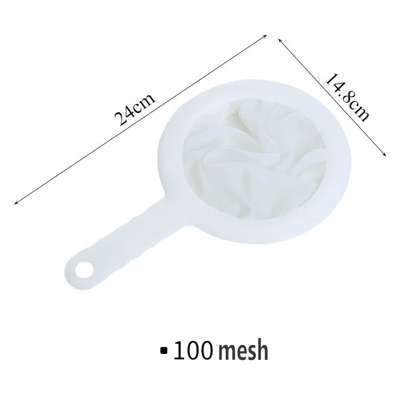 Ultra-Fine Nylon Mesh Strainer Spoon – Washable Filter Sieve for Soy Milk, Juice, Coffee & Tea – Best for Smooth, Pulp-Free Drinks – Available in 100, 200 & 400 Mesh