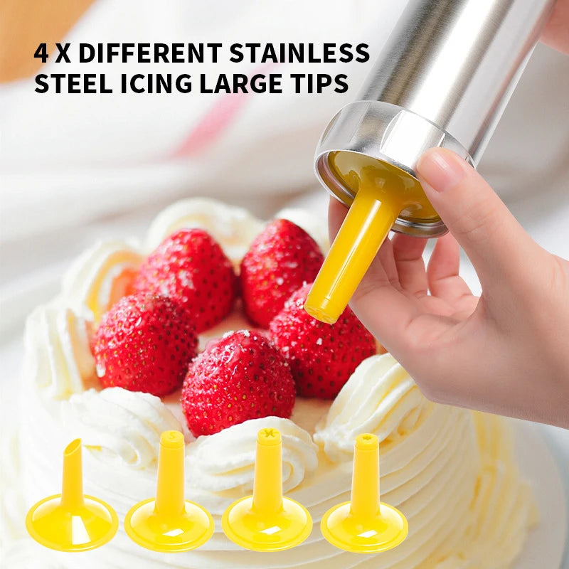 Stainless Steel Cookie Press Gun Kit – Biscuit Press with 20 Discs & 4 Icing Nozzles – Great for Homemade Biscuits & Decorating