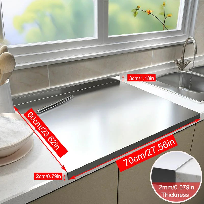 Large Double-Sided Stainless Steel Chopping Board – Thickened Dough Kneading Board & Pastry Mat – Great for Chopping, Kneading & Rolling Dough – Available in 22 Sizes