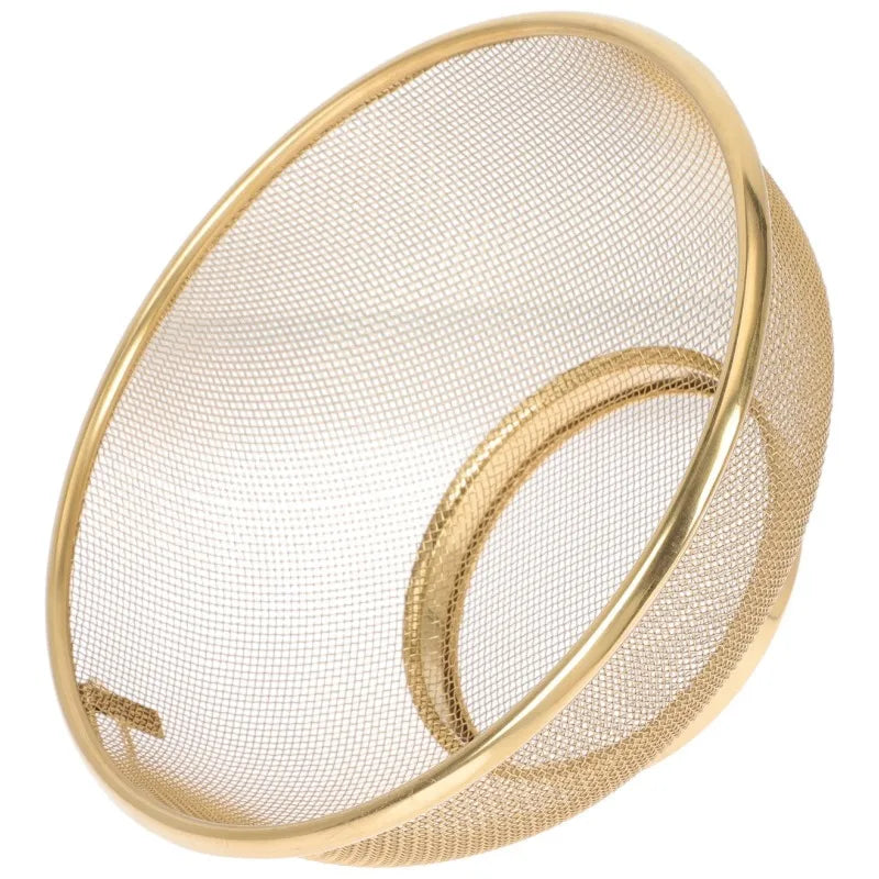 Golden Stainless Steel Mesh Colander – Fine Strainer Basket for Rice, Fruit, Vegetables & Pasta (20cm)