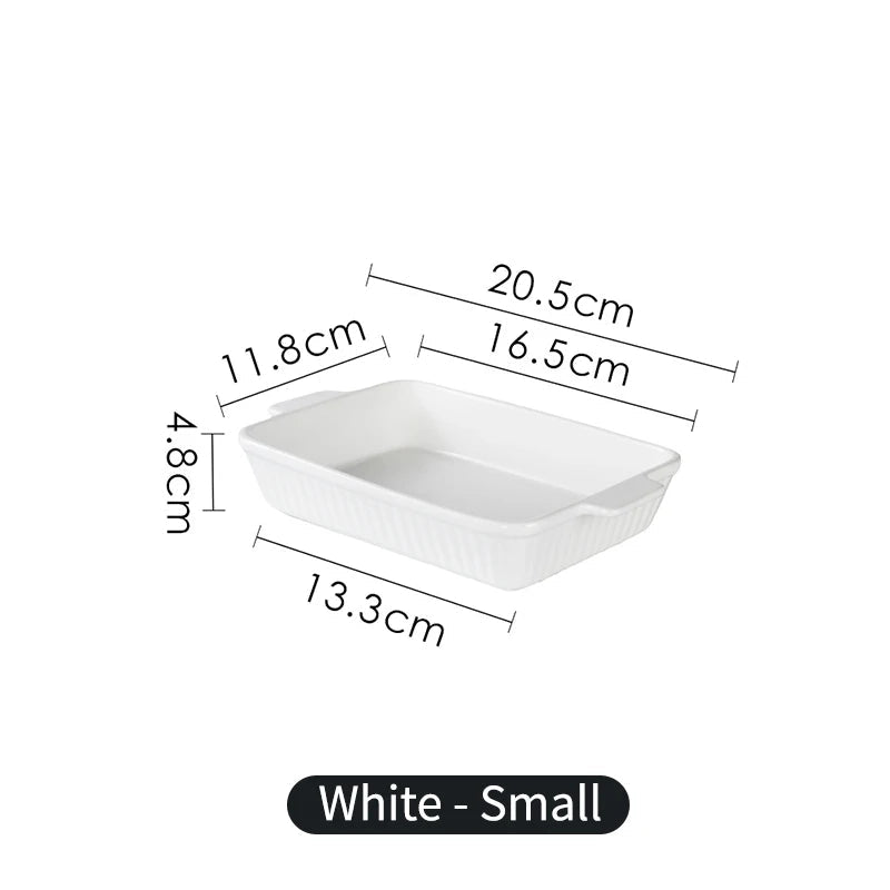 Ceramic Baking Dish with Easy-grip Handles White — Small (20.5 × 13.3 × 4.8 cm)
