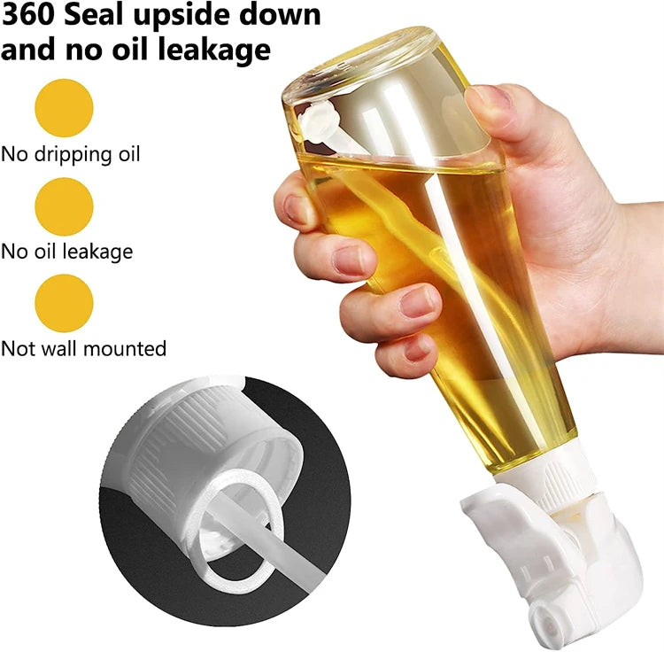 240ml Glass Oil Sprayer Bottle with Rotating Nozzle – Olive Oil Mister & Spritzer – Great for Air Fryers, Salads & Roasting – Available in Black, White & Silver Colours