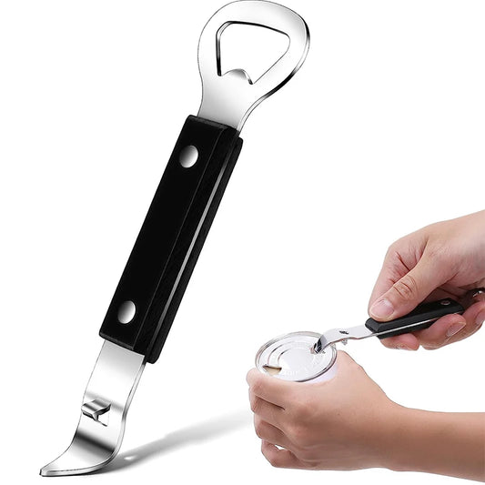 Stainless Steel Can Punch & Bottle Opener – Compact Manual Can Tapper – Great for Camping, Picnics & Everyday Use – Available in Camel & Black Colours
